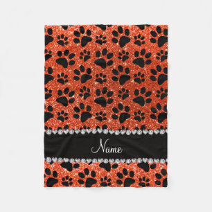Couverture Polaire Nom personnalisé neon orange parties scintillant p