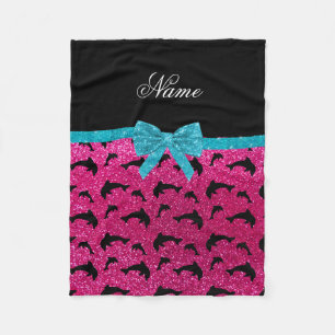 Couverture Polaire Nom personnalisé neon parties scintillant rose vi