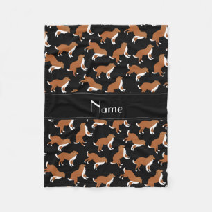 Couverture Polaire Nom personnalisé noir collie chien motif