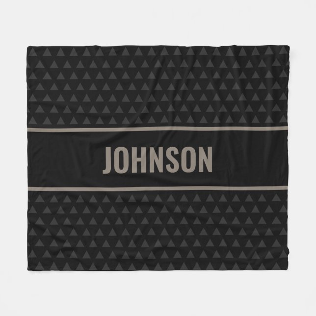 Couverture Polaire Nom personnalisé noir moderne (Devant (Horizontal))
