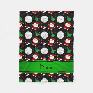 Couverture Polaire Nom personnalisé noir volleyball motif de noël