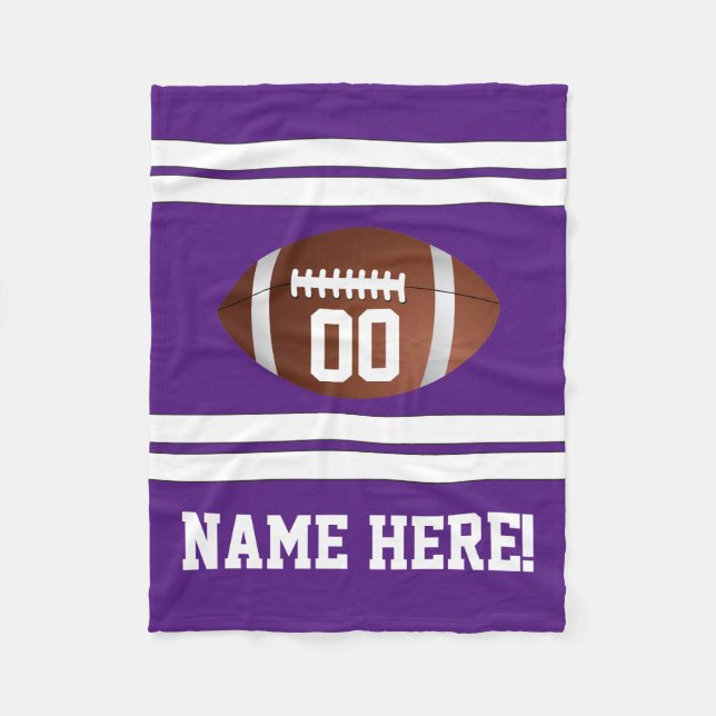 Couverture Polaire Nom personnalisé Numéro de football violet/blanc (Devant)