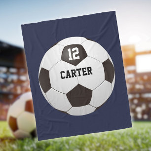 Couverture Polaire Nom personnalisé Numéro Soccer Ball Bleu