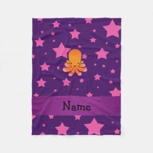 Couverture Polaire Nom personnalisé octopus orange violet rose étoile