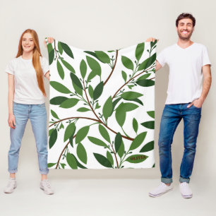 Couverture Polaire Nom personnalisé Olive Branch Motif White Green Le