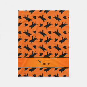 Couverture Polaire Nom personnalisé orange rodeo bull équitation moti