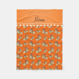 Couverture Polaire Nom personnalisé orange shih tzu chiens