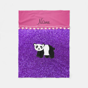 Couverture Polaire Nom personnalisé panda indigo violet parties scint