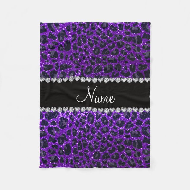 Couverture Polaire Nom personnalisé parties scintillant violet indigo (Devant)
