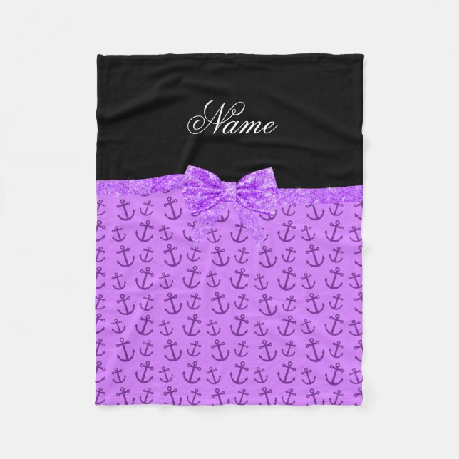 Couverture Polaire Nom personnalisé pastel violet ancres arc (Devant)