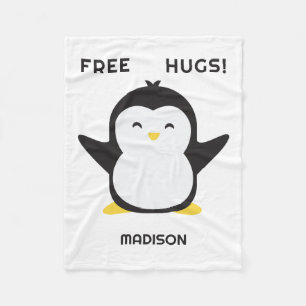 Couverture Polaire Nom personnalisé pingouin mignon