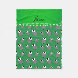 Couverture Polaire Nom personnalisé pingouins bébé vert nom