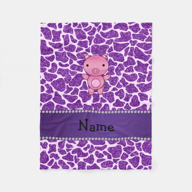 Couverture Polaire Nom personnalisé porc violet parties scintillant g (Devant)
