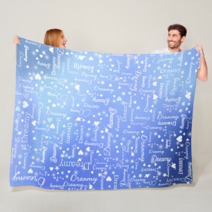 Couverture Polaire Nom personnalisé rêvé, coeurs et étoiles dégradé b