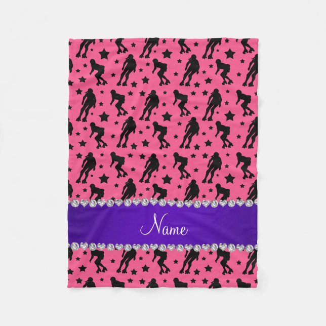 Couverture Polaire Nom personnalisé rose roller derby stars (Devant)