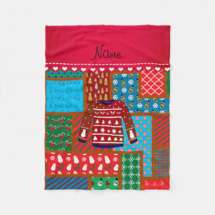 Couverture Polaire Nom personnalisé rouge bonhomme de neige moche pul