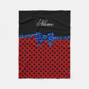 Couverture Polaire Nom personnalisé rouge pois bleu léopard arc