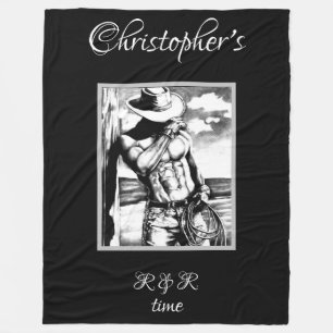 Couverture Polaire Nom personnalisé rustique Western Masculine Art