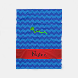 Couverture Polaire Nom personnalisé serpent vert chevrons bleu