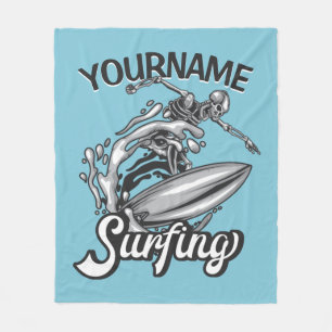 Couverture Polaire NOM personnalisé Surfer Big Wave Skeleton Surfing