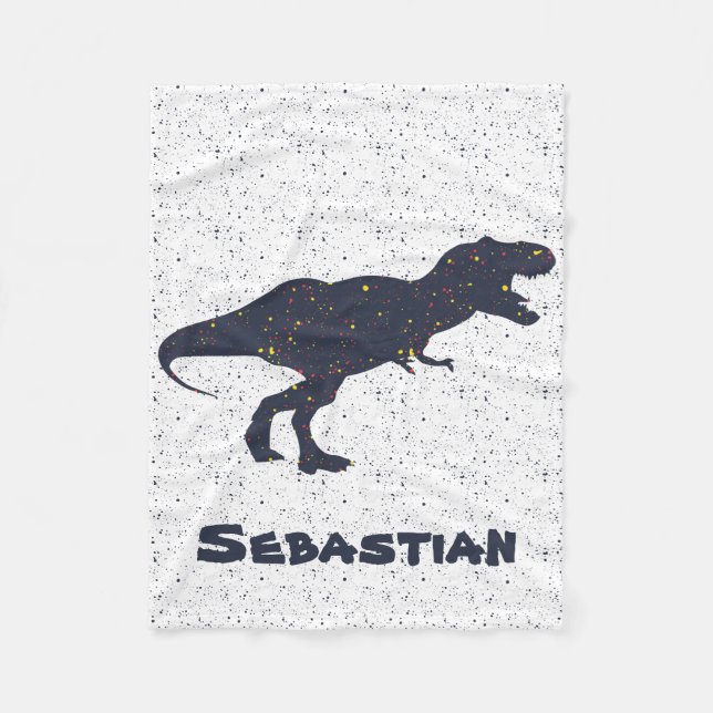 Couverture Polaire Nom personnalisé T-Rex Blanche-Toison, Petit (Devant)