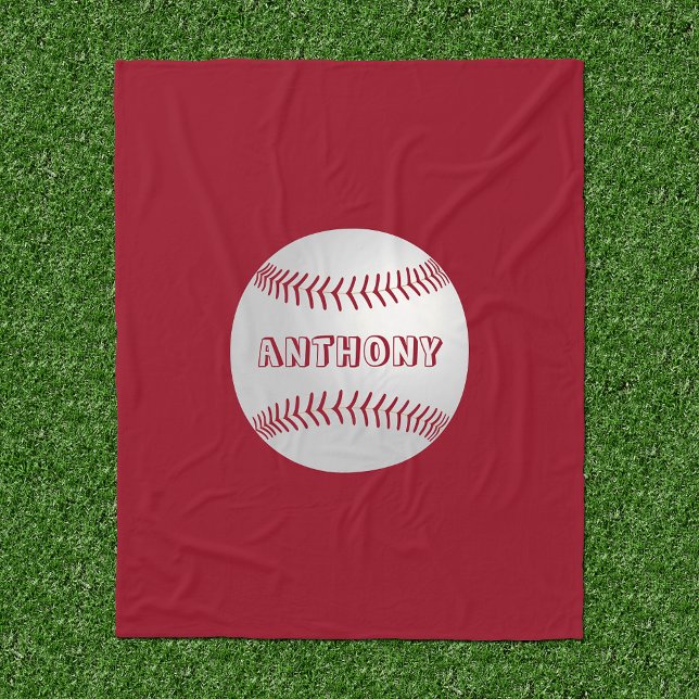 Couverture Polaire Nom personnalisé Thème de sport Rouge Base-ball Bl (Créateur téléchargé)