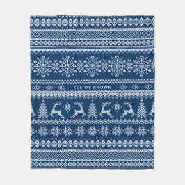 Couverture Polaire Nom personnalisé Turquoise bleu Chandail de Noël