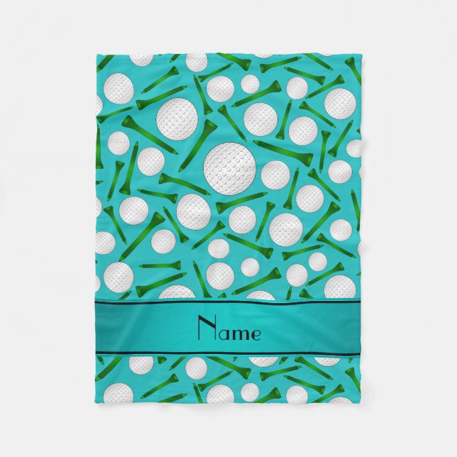 Couverture Polaire Nom personnalisé turquoise boules de golf tee - sh (Devant)