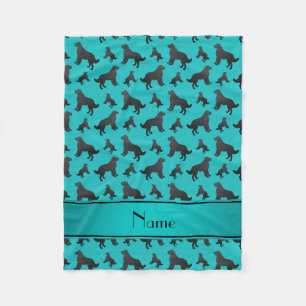 Couverture Polaire Nom personnalisé turquoise chiens de Terre-Neuve
