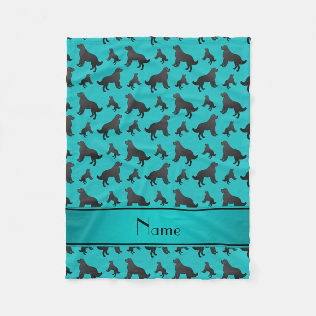 Couverture Polaire Nom personnalisé turquoise chiens de Terre-Neuve (Devant)