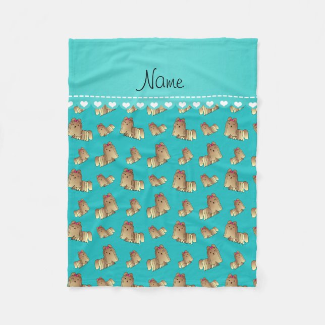 Couverture Polaire Nom personnalisé turquoise shih tzu chiens (Devant)