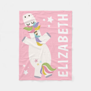 Couverture Polaire Nom personnalisé Unicorne rose