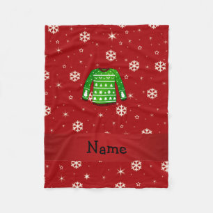 Couverture Polaire Nom personnalisé vert moche pull de Noël