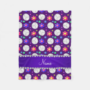 Couverture Polaire Nom personnalisé violet volley-ball arc-en-ciel fl