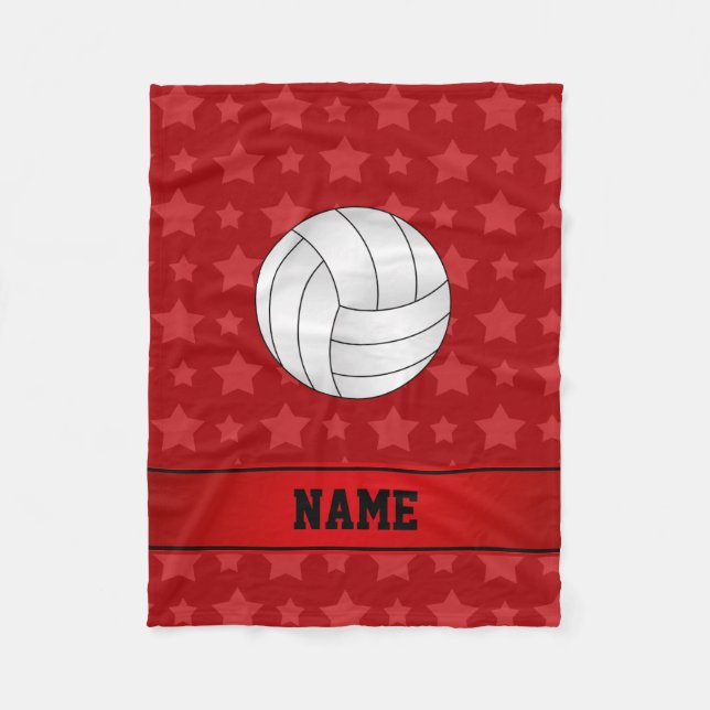 Couverture Polaire Nom personnalisé volleyball étoiles rouges (Devant)