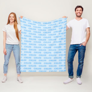 Couverture Polaire Nom préppie personnalisé bleu blanc