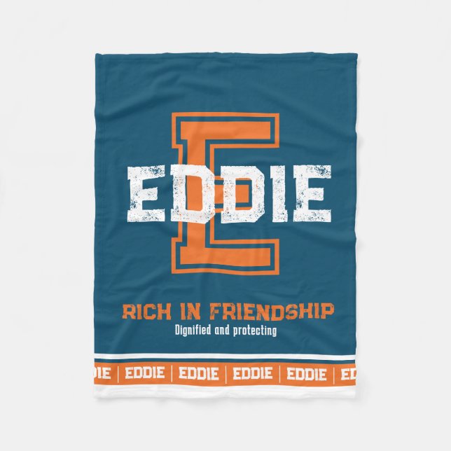 Couverture Polaire Nom signifiant sport monogramme bleu orange (Devant)