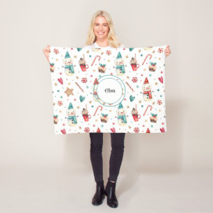 Couverture Polaire Nom sur mignonne bonbons de neige, petite couvertu