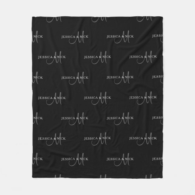 Couverture Polaire Noms et monogrammes de couples élégants (Devant)