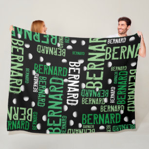 Couverture Polaire Noms verts et balles de golf partout en noir