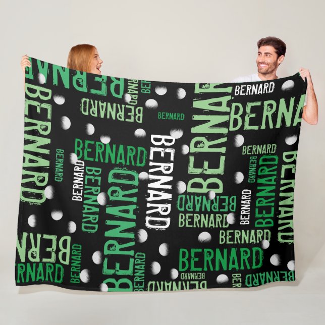 Couverture Polaire Noms verts et balles de golf partout en noir (En situation)
