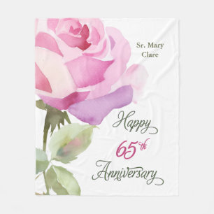 Couverture Polaire Nonagénaire 65e Anniversaire Personnalisé Nom Rose