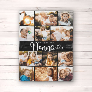 Couverture Polaire Nonna We Love you Hearts Modern Photo Collage