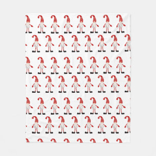 Couverture Polaire Nordic Christmas Gnomes Cartoon Motif Red Grey