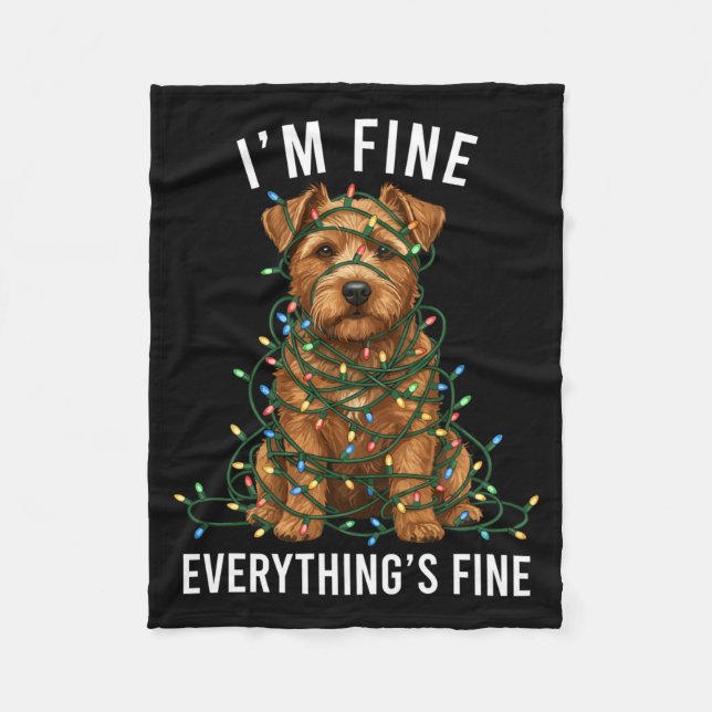 Couverture Polaire Norfolk Terrier Christmas I'm Fine Everything Is F (Devant)