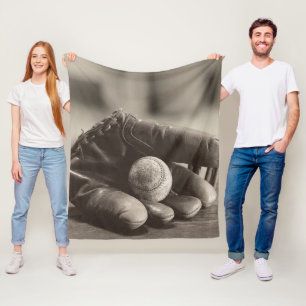 Couverture Polaire Nostalgie de base-ball - gant et base-ball