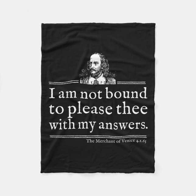 Couverture Polaire Not Bound To Please Shakespeare Quote Shirt Theate (Devant)