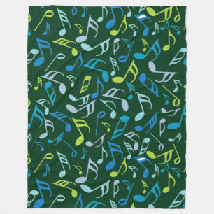Couverture Polaire Notes de musique colorée Blanche polaire