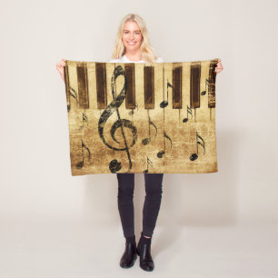 Couverture Polaire Notes de musique rétro et piano