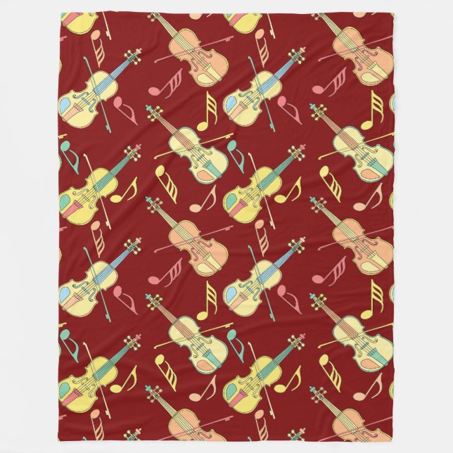 Couverture Polaire Notes musicales de violons à la ligne (Devant)
